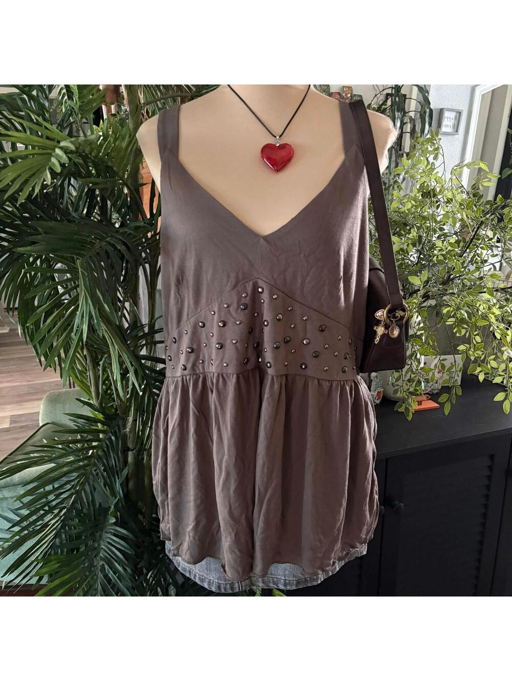 vintage y2k grunge brown studded tank top